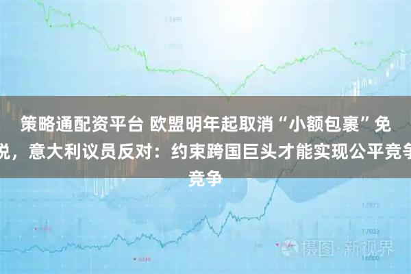 策略通配资平台 欧盟明年起取消“小额包裹”免税，意大利议员反对：约束跨国巨头才能实现公平竞争